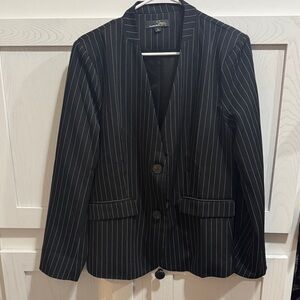Suzanne Betro Black Blazer with White Stripes